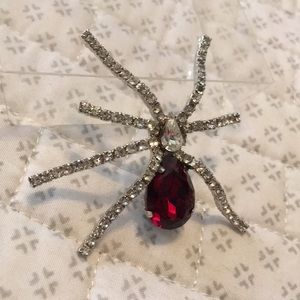Vintage Antique Rhinestone Spider Brooch